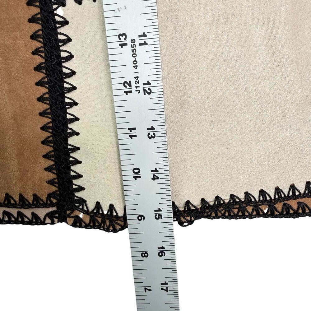 Gianni Bini Faux Suede Patchwork Mini Skirt Med Boho Retro 70s Festival Western - Picture 4 of 10